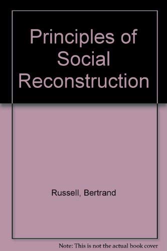 Stock image for Principles of Social Reconstruction for sale by Fireside Bookshop