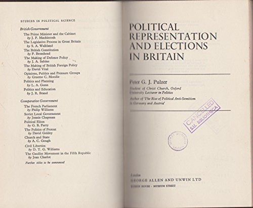 Stock image for Political Representation and Election in Britain for sale by Reuseabook