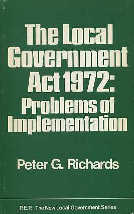 Beispielbild fr The Local Government Act, 1972 : Problem of Implementation zum Verkauf von Better World Books