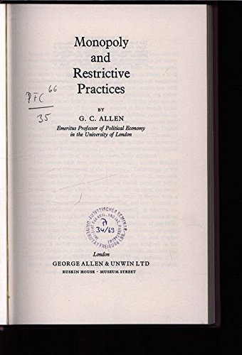 Beispielbild fr Monopoly and Restrictive Practices (Unwin Univ. Bks.) zum Verkauf von Kennys Bookshop and Art Galleries Ltd.