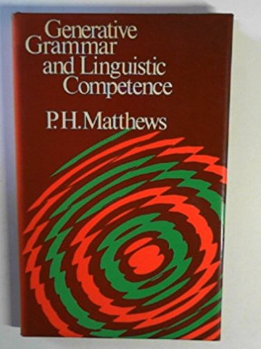 Beispielbild fr Generative Grammar and Linguistic Competence zum Verkauf von Books From California
