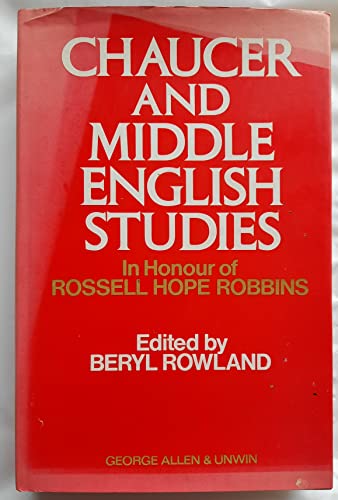 Stock image for Chaucer and Middle English Studies : In Honour of Rossell Hope Robbins for sale by Better World Books: West