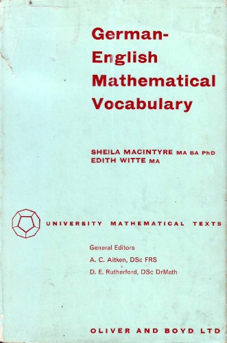 9780050013328: German-English Mathematical Vocabulary (University Mathematical Texts)