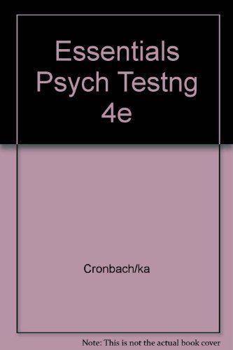 Imagen de archivo de Essentials of Psychological Testing a la venta por Better World Books