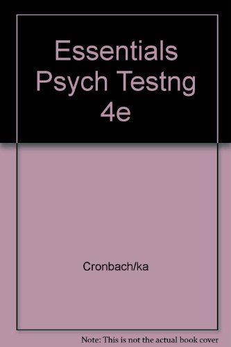 Stock image for Essentials of Psychological Testing for sale by Better World Books
