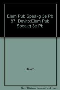 Stock image for Elements of Public Speakg. for sale by B-Line Books