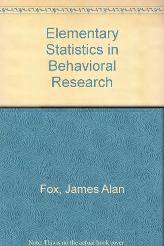 Stock image for Elementary Statistics in Behavioral Research for sale by The Maryland Book Bank