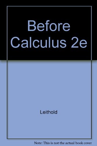 Stock image for Before Calculus: Functions, Graphs, and Analytic Geometry for sale by GoldBooks