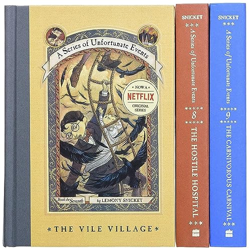 Beispielbild fr The Dilemma Deepens: A Box of Unfortunate Events, Books 7-9 (The Vile Village; The Hostile Hospital; The Carnivorous Carnival) zum Verkauf von ZBK Books