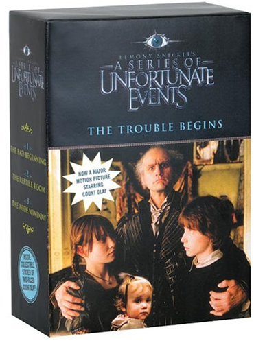 Imagen de archivo de The Trouble Begins, Movie Tie-in Edition: A Box of Unfortunate Events, Books 1-3 (The Bad Beginning; The Reptile Room; The Wide Window) a la venta por Jenson Books Inc