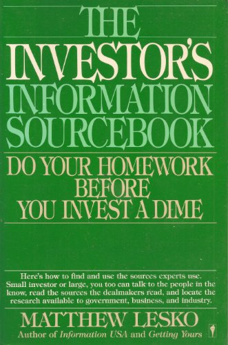 Beispielbild fr The Investor's Information Sourcebook zum Verkauf von Wonder Book