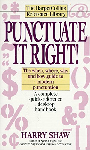 Beispielbild fr Punctuate It Right! (Harpercollins Reference Library) zum Verkauf von Wonder Book