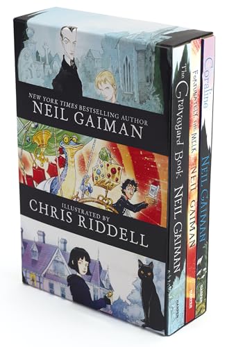 Stock image for Neil Gaiman/Chris Riddell 3-Book Box Set: Coraline; The Graveyard Book; Fortunately, the Milk for sale by Goodwill of Colorado