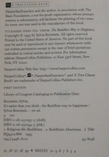 Beispielbild fr It's Easier Than You Think: The Buddhist Way to Happiness zum Verkauf von SecondSale