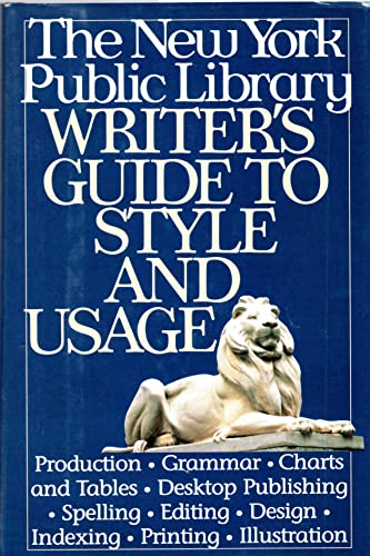 Stock image for New York Public Library Writer's Guide to Style and Usage for sale by SecondSale