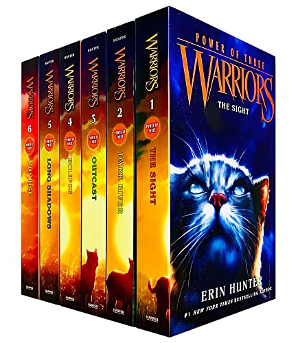 Stock image for Warriors Cat Power of Three Book 1-6 Series 3 Books Collection Set By Erin Hunter (The Sight, Dark River, Outcast, Eclipse, Long Shadows & Sunrise) for sale by Revaluation Books