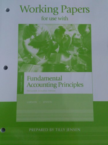 Stock image for Working Papers for use with Fundamental Accounting Principles 13th Cdn Ed (Volume 1) for sale by Mispah books