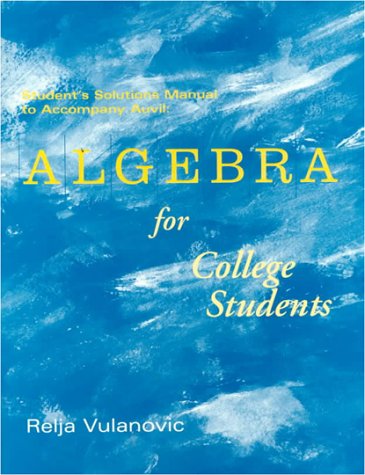 Stock image for Student Solutions Manual to accompany Algebra for College Students for sale by HPB-Red