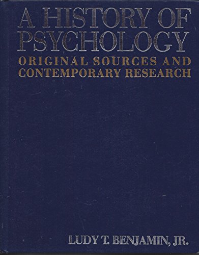 Imagen de archivo de A History of Psychology: Original Sources and Contemporary Research a la venta por HPB-Red