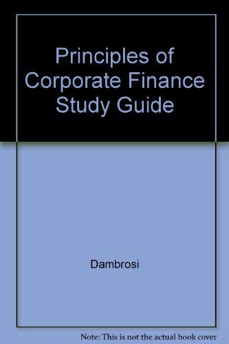 Beispielbild fr Principles of Corporate Finance Study Guide zum Verkauf von WorldofBooks