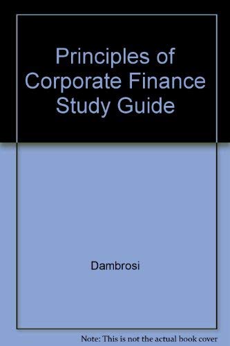 9780070074071: Principles of Corporate Finance Study Guide