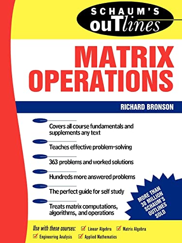 Imagen de archivo de Schaum's Outline of Matrix Operations a la venta por Better World Books