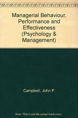 Stock image for Managerial Behavior, Performance, and Effectiveness for sale by Better World Books
