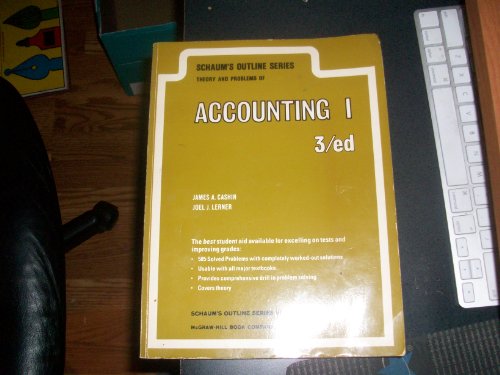 Stock image for Schaum's Outline of Theory and Problems of Accounting I (Schaum's Outlines) for sale by Wonder Book