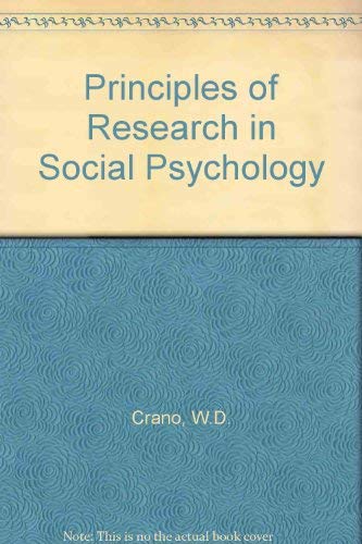 Imagen de archivo de Principles of Research in Social Psychology a la venta por BookHolders