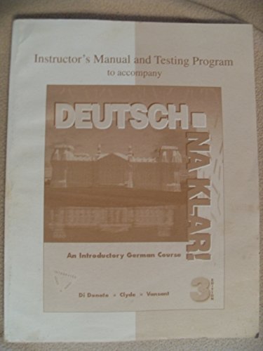 Beispielbild fr Instructor's Manual and Testing Program to Accompany Deutsch: Na Klar! An Introductory German Course zum Verkauf von HPB-Red