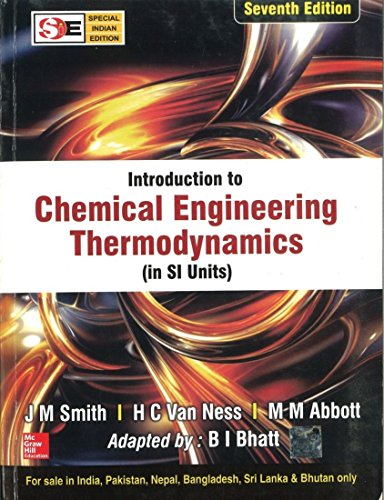 Beispielbild fr Introduction To Chemical Engineering Thermodynamics(Sie), 7Th Edn zum Verkauf von Books From California