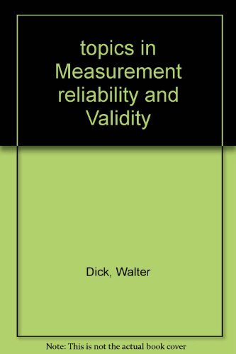 Beispielbild fr Topics in measurement reliability and validity zum Verkauf von Priceless Books