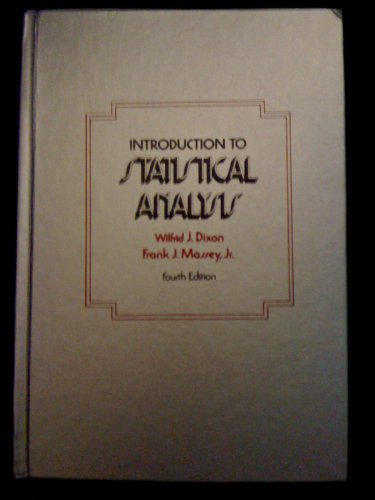 Imagen de archivo de Introduction to Statistical Analysis a la venta por Better World Books