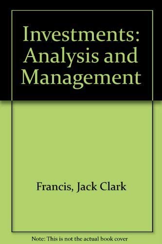 Beispielbild fr Investments : Analysis and Management zum Verkauf von Better World Books