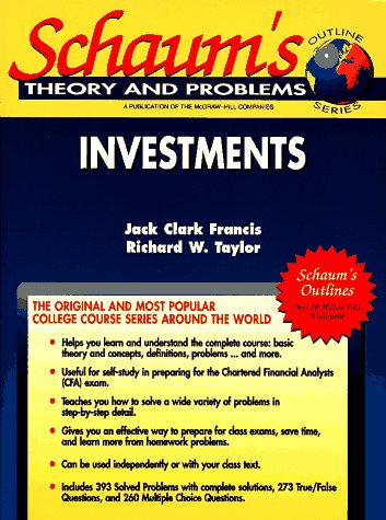 Beispielbild fr Schaum's Outline of Investments, Including 396 Solved Problems zum Verkauf von Wonder Book