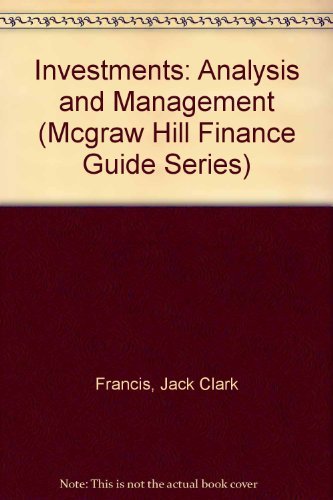 Stock image for Investments: Analysis and Management (MCGRAW HILL FINANCE GUIDE SERIES) for sale by Decluttr