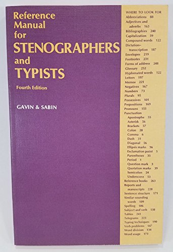 9780070230682: Reference Manual for Stenographers and Typists