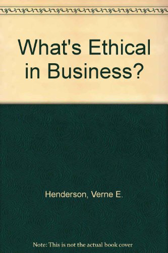 Beispielbild fr What's Ethical in Business? zum Verkauf von Better World Books
