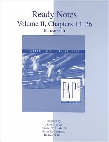 Stock image for Ready Notes Volume II, Chapters 13-26 for use with Fundamental Accounting Principles for sale by Bookmonger.Ltd