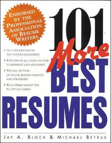 Beispielbild fr 101 More Best Resumes zum Verkauf von Books From California