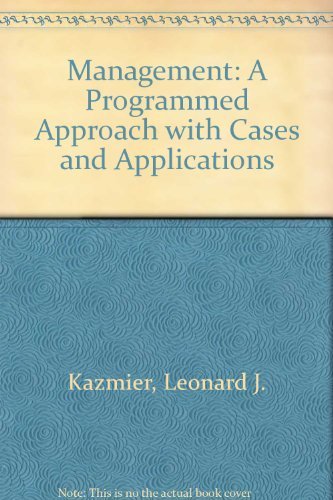 Imagen de archivo de Management: A Programmed Approach With Cases and Applications a la venta por POQUETTE'S BOOKS