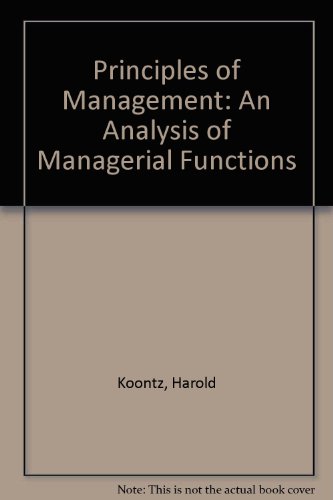 9780070353305: Principles of Management: An Analysis of Managerial Functions