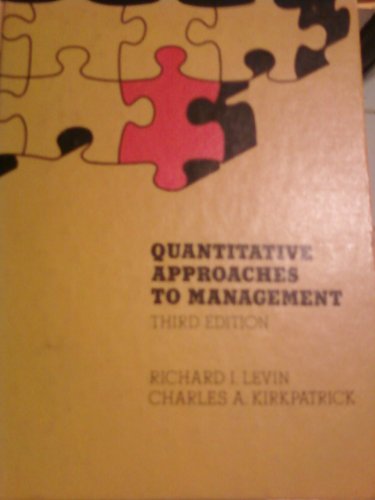 Beispielbild fr Quantitative approaches to management zum Verkauf von Wonder Book