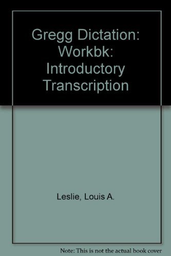 Stock image for Gregg Dictation: Introductory Transcription: Workbk for sale by Hippo Books