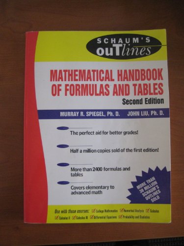 Imagen de archivo de Schaum's Mathematical Handbook of Formulas and Tables a la venta por BooksRun