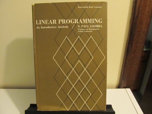 9780070386952: Linear Programming an Introductory Analysis