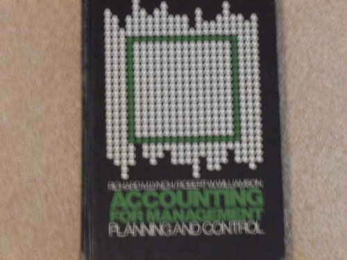 9780070392175: Accounting for Management: Planning and Control