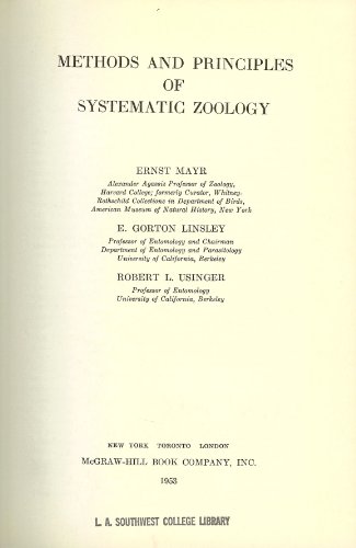 Beispielbild fr Principles of Systematic Zoology zum Verkauf von Better World Books