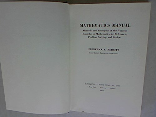 Beispielbild fr Mathematics Manual zum Verkauf von Ammareal