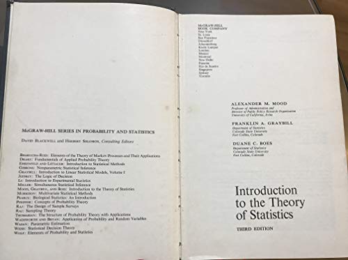 Imagen de archivo de Introduction to the Theory of Statistics (McGraw-Hill series in probability and statistics) a la venta por HPB-Red